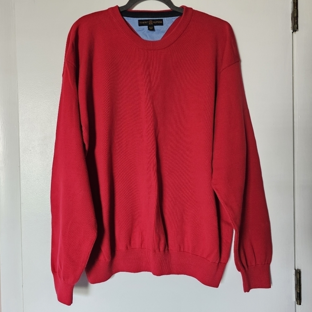 Tommy Hilfiger Golf cotton red long-sleeve preppy crewneck sweater Size XL